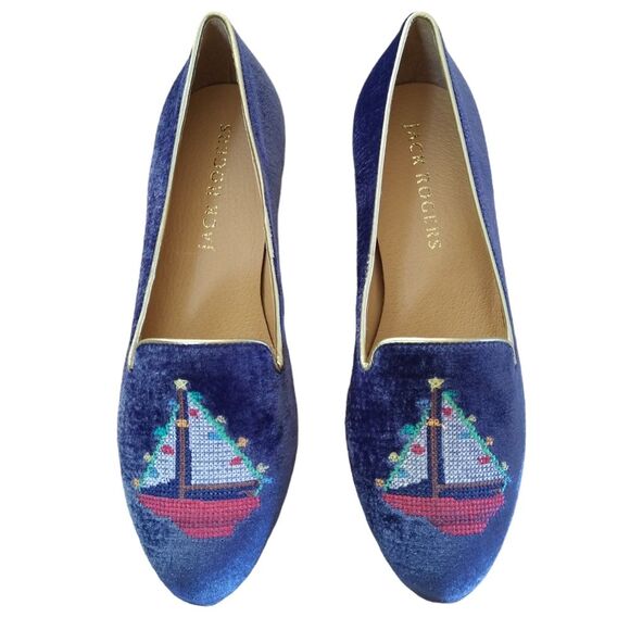 New NWOT Jack Rogers Velvet Slip On Loafers Nautical Sailboat Size 7 1/2 - Picture 10 of 10